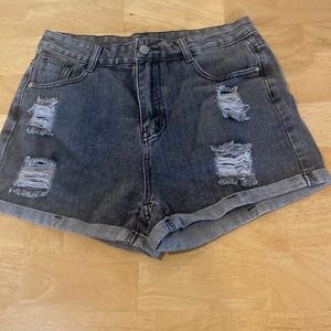 Black jean shorts